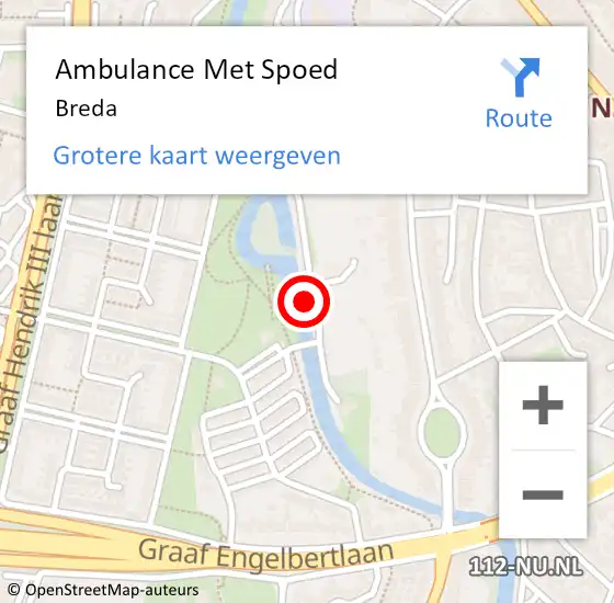 Locatie op kaart van de 112 melding: Ambulance Met Spoed Naar Breda op 28 maart 2024 04:04