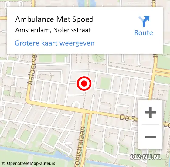 Locatie op kaart van de 112 melding: Ambulance Met Spoed Naar Amsterdam, Nolensstraat op 28 maart 2024 04:39
