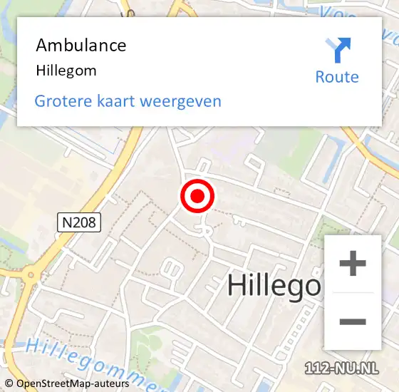 Locatie op kaart van de 112 melding: Ambulance Hillegom op 28 maart 2024 04:55