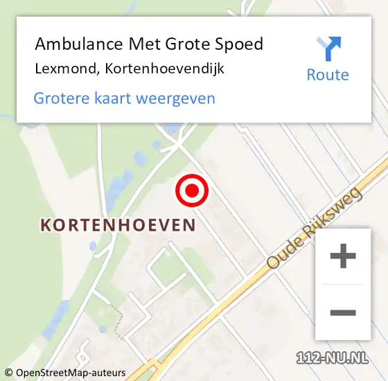 Locatie op kaart van de 112 melding: Ambulance Met Grote Spoed Naar Lexmond, Kortenhoevendijk op 28 maart 2024 05:44