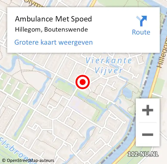 Locatie op kaart van de 112 melding: Ambulance Met Spoed Naar Hillegom, Boutenswende op 28 maart 2024 06:01