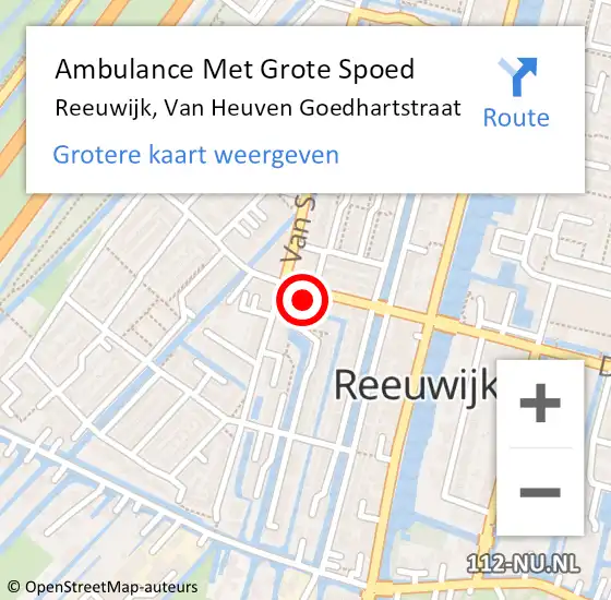Locatie op kaart van de 112 melding: Ambulance Met Grote Spoed Naar Reeuwijk, Van Heuven Goedhartstraat op 28 maart 2024 06:09