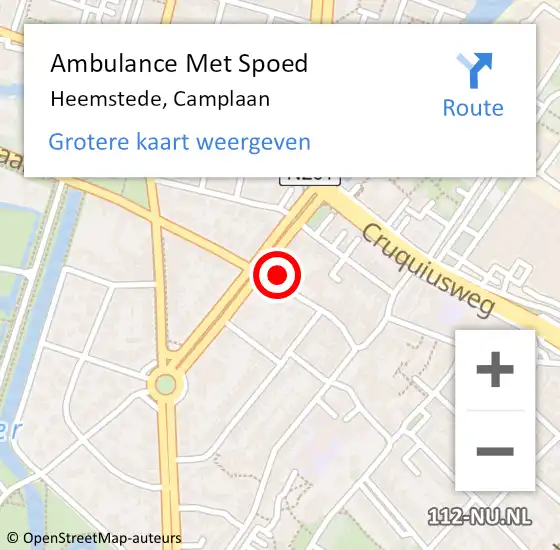 Locatie op kaart van de 112 melding: Ambulance Met Spoed Naar Heemstede, Camplaan op 28 maart 2024 06:38