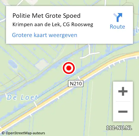 Locatie op kaart van de 112 melding: Politie Met Grote Spoed Naar Krimpen aan de Lek, CG Roosweg op 28 maart 2024 06:52