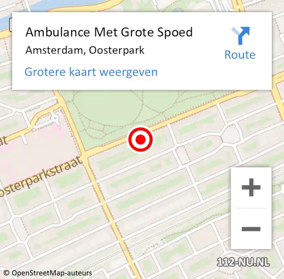 Locatie op kaart van de 112 melding: Ambulance Met Grote Spoed Naar Amsterdam, Oosterpark op 28 maart 2024 07:14