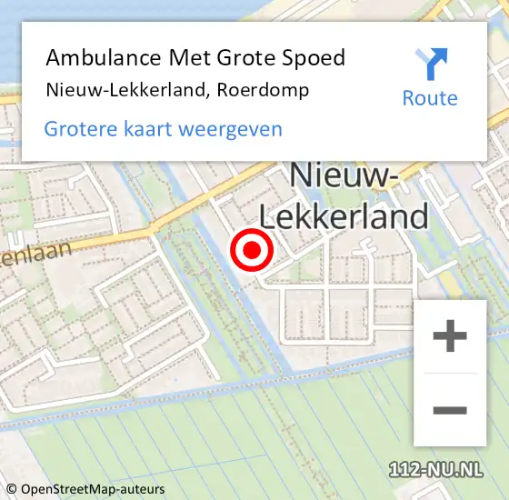 Locatie op kaart van de 112 melding: Ambulance Met Grote Spoed Naar Nieuw-Lekkerland, Roerdomp op 28 maart 2024 07:15