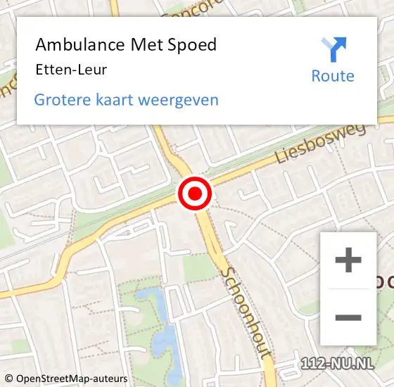 Locatie op kaart van de 112 melding: Ambulance Met Spoed Naar Etten-Leur op 28 maart 2024 07:24