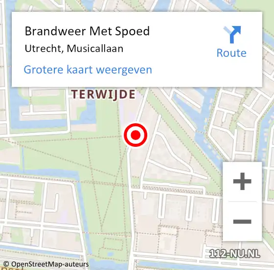 Locatie op kaart van de 112 melding: Brandweer Met Spoed Naar Utrecht, Musicallaan op 28 maart 2024 07:41