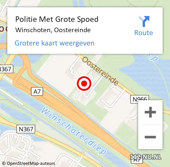 Locatie op kaart van de 112 melding: Politie Met Grote Spoed Naar Winschoten, Oostereinde op 28 maart 2024 07:49