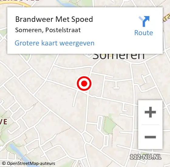 Locatie op kaart van de 112 melding: Brandweer Met Spoed Naar Someren, Postelstraat op 28 maart 2024 08:08
