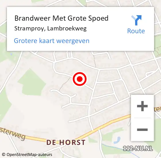 Locatie op kaart van de 112 melding: Brandweer Met Grote Spoed Naar Stramproy, Lambroekweg op 28 maart 2024 08:10
