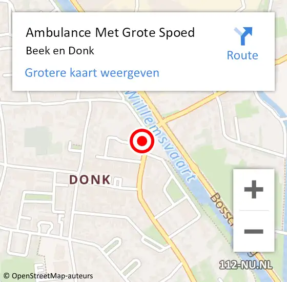 Locatie op kaart van de 112 melding: Ambulance Met Grote Spoed Naar Beek en Donk op 28 maart 2024 08:27