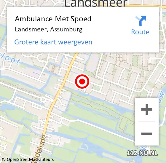 Locatie op kaart van de 112 melding: Ambulance Met Spoed Naar Landsmeer, Assumburg op 28 maart 2024 08:40