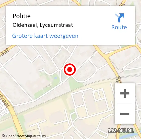 Locatie op kaart van de 112 melding: Politie Oldenzaal, Lyceumstraat op 28 maart 2024 08:41