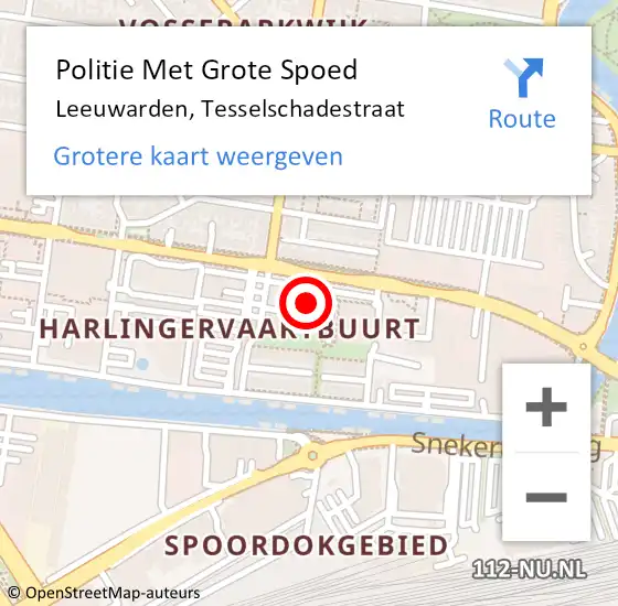 Locatie op kaart van de 112 melding: Politie Met Grote Spoed Naar Leeuwarden, Tesselschadestraat op 28 maart 2024 08:42