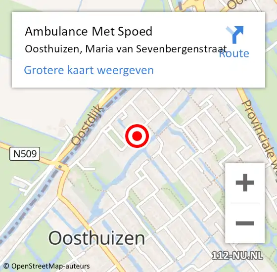 Locatie op kaart van de 112 melding: Ambulance Met Spoed Naar Oosthuizen, Maria van Sevenbergenstraat op 28 maart 2024 08:51