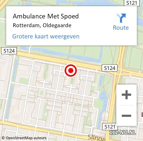 Locatie op kaart van de 112 melding: Ambulance Met Spoed Naar Rotterdam, Oldegaarde op 28 maart 2024 08:55