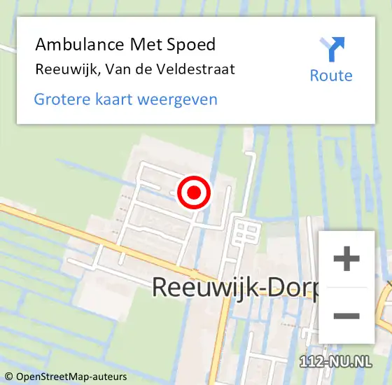 Locatie op kaart van de 112 melding: Ambulance Met Spoed Naar Reeuwijk, Van de Veldestraat op 28 maart 2024 09:02
