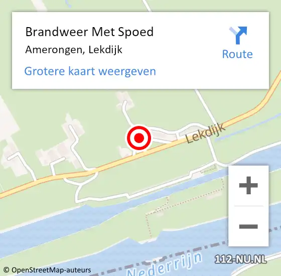 Locatie op kaart van de 112 melding: Brandweer Met Spoed Naar Amerongen, Lekdijk op 28 maart 2024 09:03