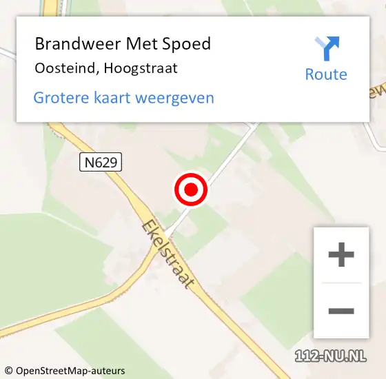 Locatie op kaart van de 112 melding: Brandweer Met Spoed Naar Oosteind, Hoogstraat op 28 maart 2024 09:21