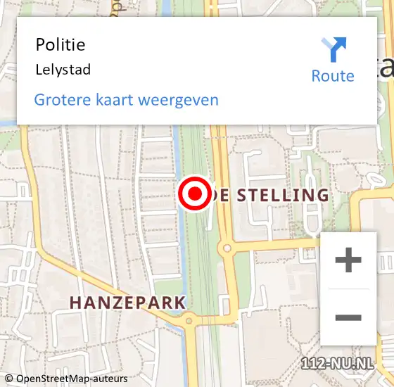 Locatie op kaart van de 112 melding: Politie Lelystad op 28 maart 2024 09:29