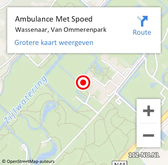 Locatie op kaart van de 112 melding: Ambulance Met Spoed Naar Wassenaar, Van Ommerenpark op 28 maart 2024 09:38