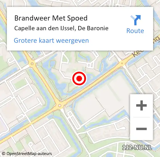 Locatie op kaart van de 112 melding: Brandweer Met Spoed Naar Capelle aan den IJssel, De Baronie op 28 maart 2024 09:43