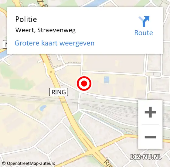 Locatie op kaart van de 112 melding: Politie Weert, Straevenweg op 28 maart 2024 09:45