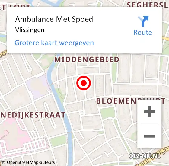 Locatie op kaart van de 112 melding: Ambulance Met Spoed Naar Vlissingen op 28 maart 2024 10:00