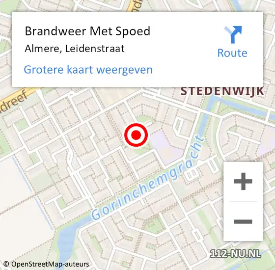 Locatie op kaart van de 112 melding: Brandweer Met Spoed Naar Almere, Leidenstraat op 28 maart 2024 10:06