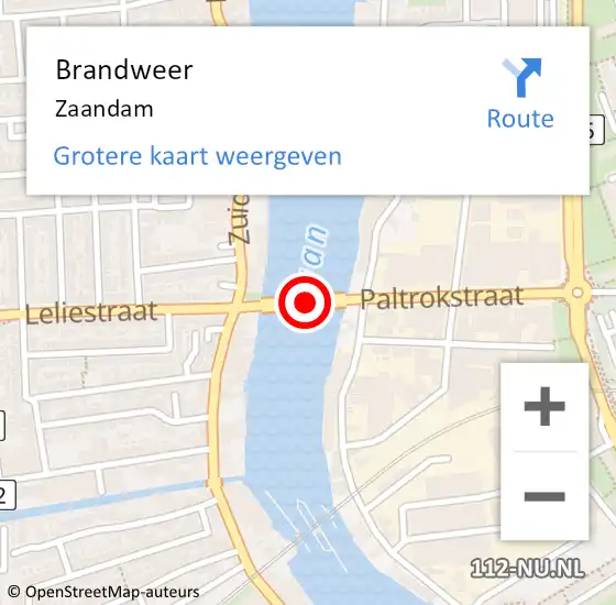 Locatie op kaart van de 112 melding: Brandweer Zaandam op 28 maart 2024 10:12