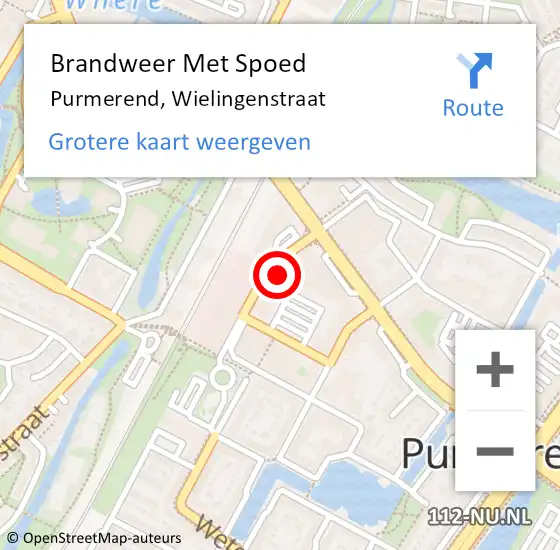 Locatie op kaart van de 112 melding: Brandweer Met Spoed Naar Purmerend, Wielingenstraat op 28 maart 2024 10:13