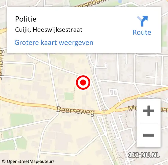 Locatie op kaart van de 112 melding: Politie Cuijk, Heeswijksestraat op 28 maart 2024 10:26