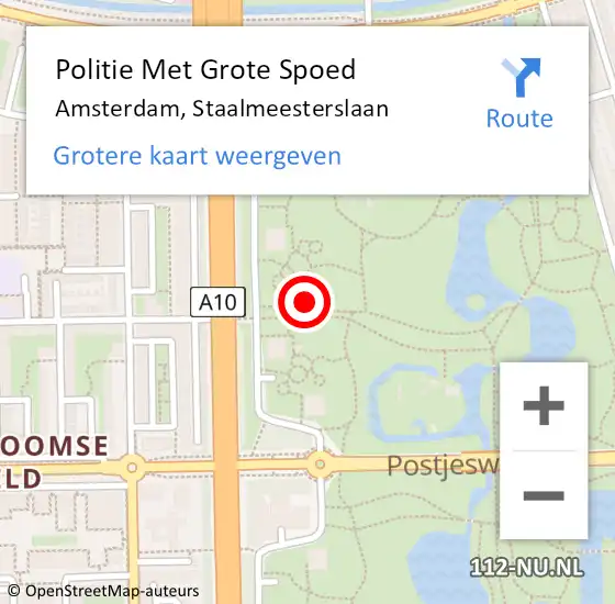Locatie op kaart van de 112 melding: Politie Met Grote Spoed Naar Amsterdam, Staalmeesterslaan op 28 maart 2024 10:50