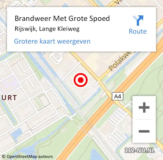 Locatie op kaart van de 112 melding: Brandweer Met Grote Spoed Naar Rijswijk, Lange Kleiweg op 28 maart 2024 10:55