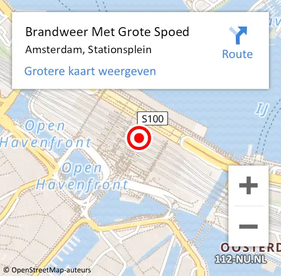 Locatie op kaart van de 112 melding: Brandweer Met Grote Spoed Naar Amsterdam, Stationsplein op 28 maart 2024 11:03