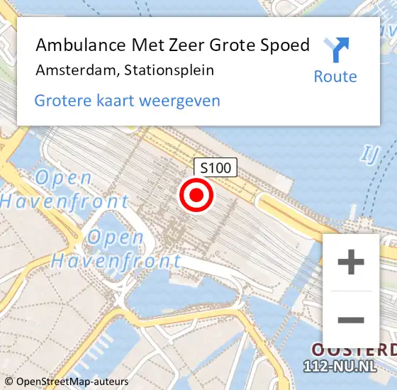 Locatie op kaart van de 112 melding: Ambulance Met Zeer Grote Spoed Naar Amsterdam, Stationsplein op 28 maart 2024 11:04
