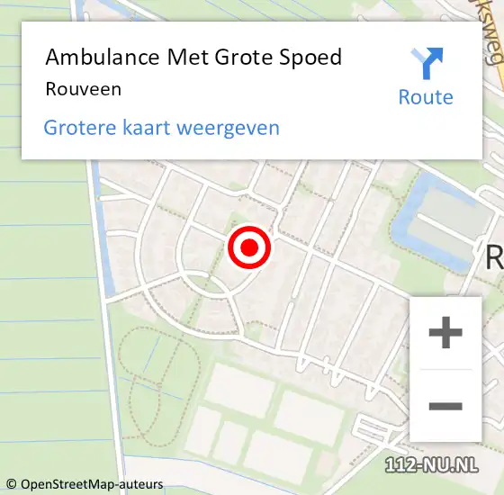 Locatie op kaart van de 112 melding: Ambulance Met Grote Spoed Naar Rouveen op 28 maart 2024 11:05