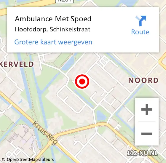 Locatie op kaart van de 112 melding: Ambulance Met Spoed Naar Hoofddorp, Schinkelstraat op 28 maart 2024 11:05
