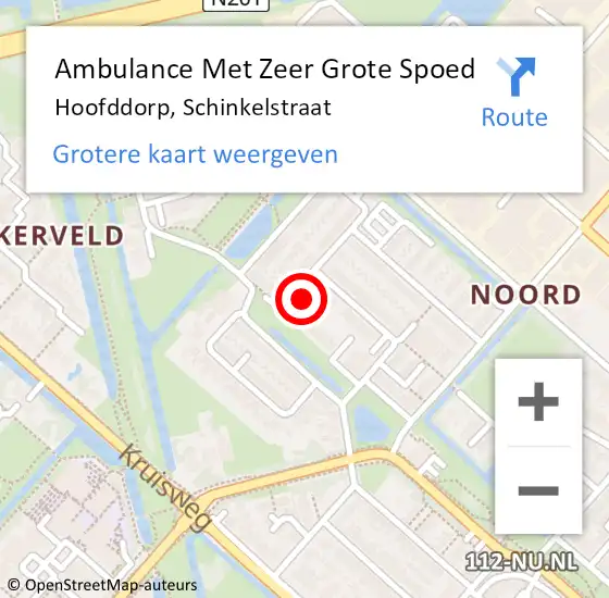 Locatie op kaart van de 112 melding: Ambulance Met Zeer Grote Spoed Naar Hoofddorp, Schinkelstraat op 28 maart 2024 11:05
