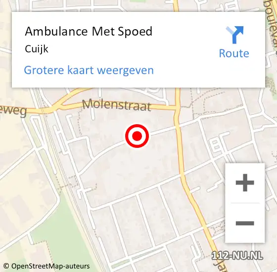 Locatie op kaart van de 112 melding: Ambulance Met Spoed Naar Cuijk op 28 maart 2024 11:12