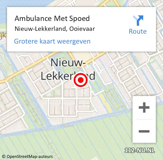 Locatie op kaart van de 112 melding: Ambulance Met Spoed Naar Nieuw-Lekkerland, Ooievaar op 28 maart 2024 11:13