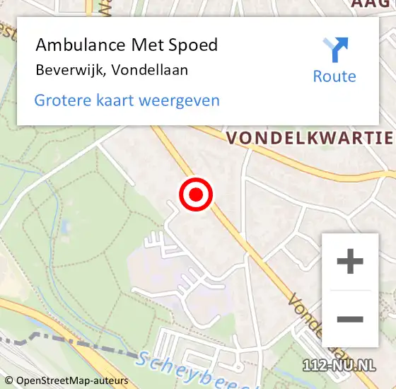Locatie op kaart van de 112 melding: Ambulance Met Spoed Naar Beverwijk, Vondellaan op 28 maart 2024 11:21