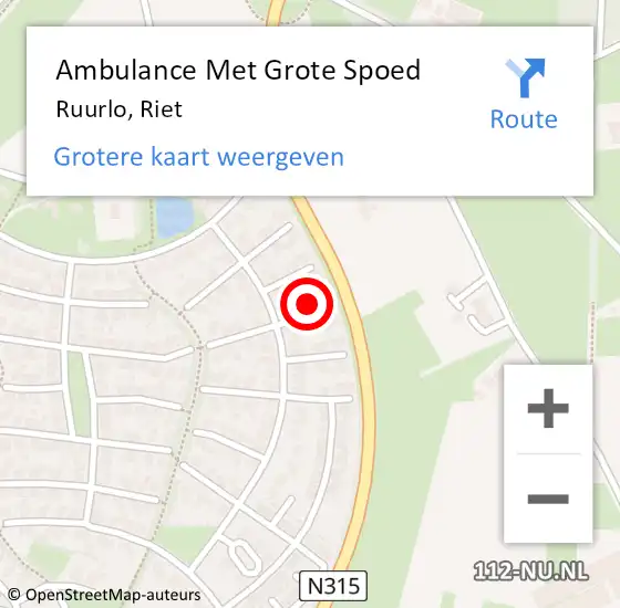 Locatie op kaart van de 112 melding: Ambulance Met Grote Spoed Naar Ruurlo, Riet op 28 maart 2024 11:24