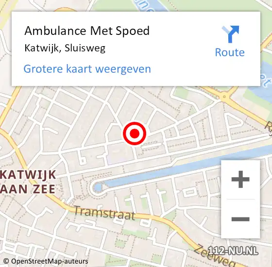 Locatie op kaart van de 112 melding: Ambulance Met Spoed Naar Katwijk, Sluisweg op 28 maart 2024 11:28