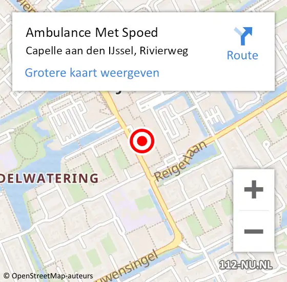Locatie op kaart van de 112 melding: Ambulance Met Spoed Naar Capelle aan den IJssel, Rivierweg op 28 maart 2024 12:00