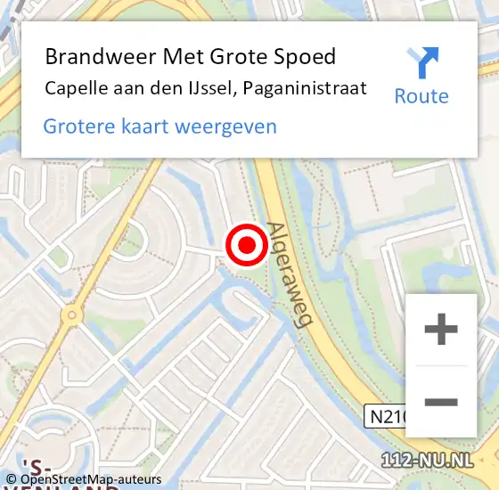 Locatie op kaart van de 112 melding: Brandweer Met Grote Spoed Naar Capelle aan den IJssel, Paganinistraat op 28 maart 2024 12:12