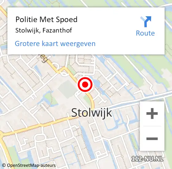 Locatie op kaart van de 112 melding: Politie Met Spoed Naar Stolwijk, Fazanthof op 28 maart 2024 12:14
