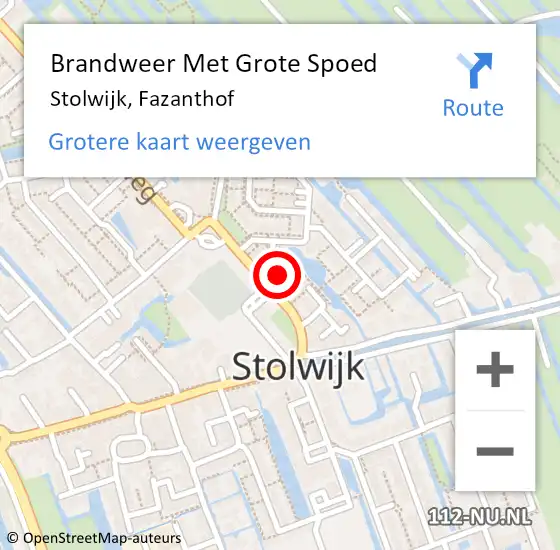 Locatie op kaart van de 112 melding: Brandweer Met Grote Spoed Naar Stolwijk, Fazanthof op 28 maart 2024 12:15