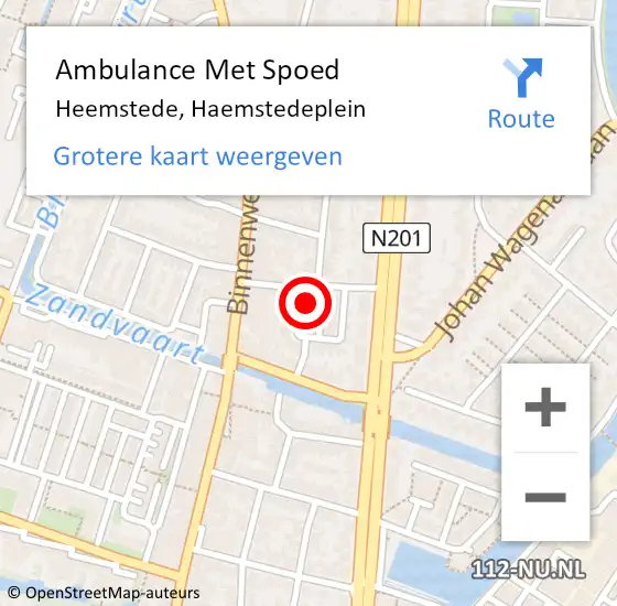 Locatie op kaart van de 112 melding: Ambulance Met Spoed Naar Heemstede, Haemstedeplein op 28 maart 2024 12:19